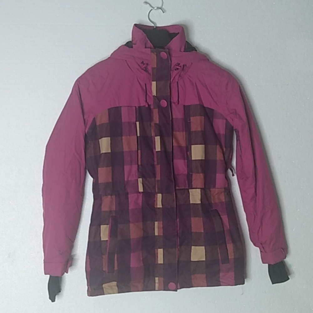 PWDR ROOM Technical Outerwear size small purple plaid jacket